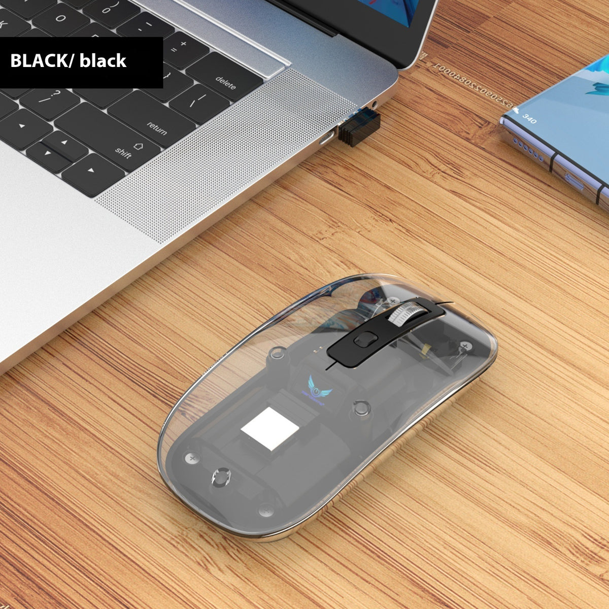 Neuaura Gear transparent wireless mouse in black